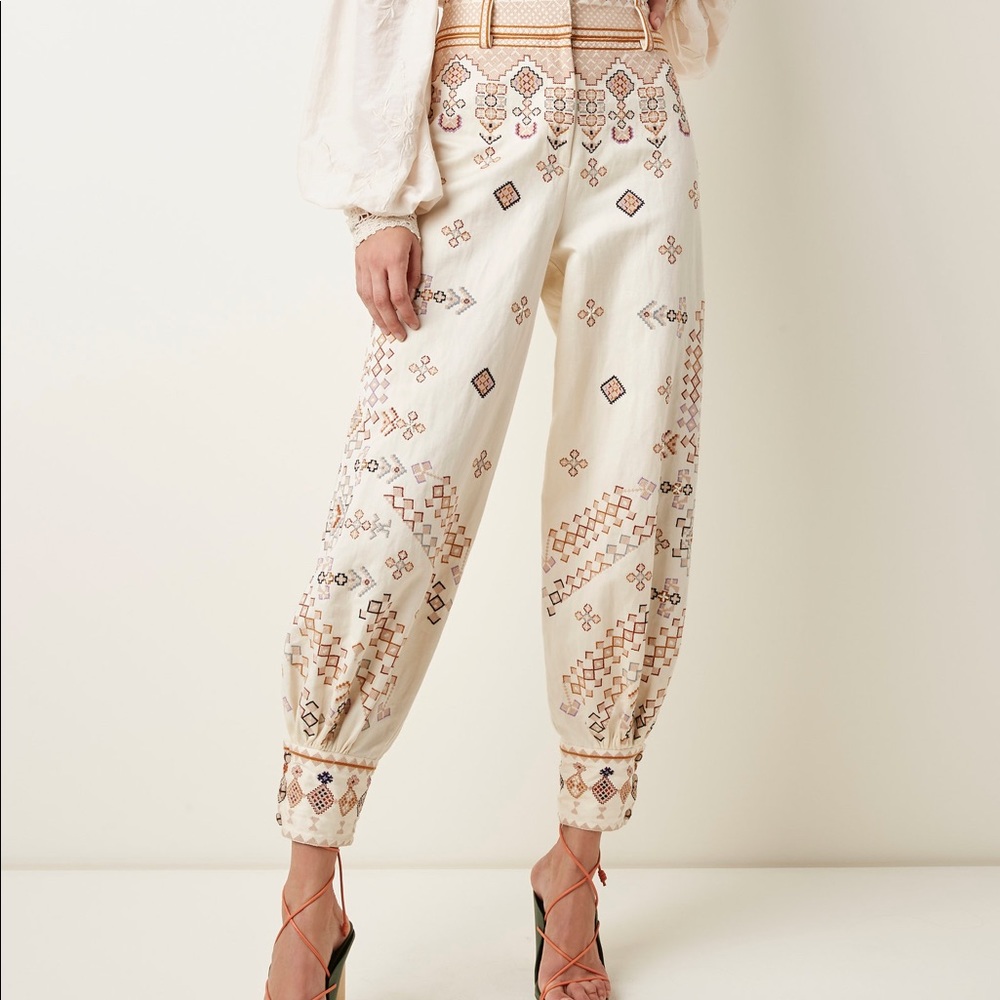 Embroidered beaded pant